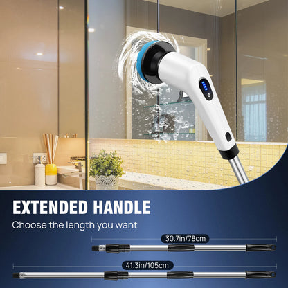 Cordless Electric Spin Scrubber,10-in-1 Multifunctional Spin Scrubber Kitchen Bathroom Cleaning Brush Rotary Cleaner