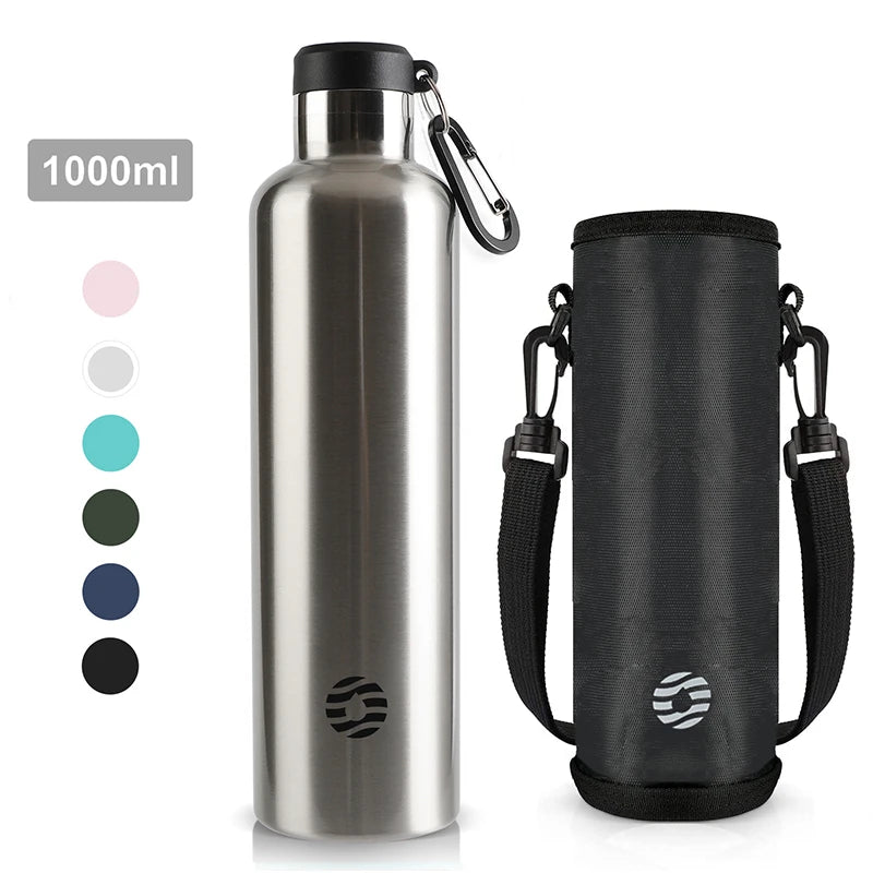 FEIJIAN Stainless Steel Thermos Bottle 1000ml Sports Flask Vacuum Insulated Water Bottle Leak Proof BPA Free