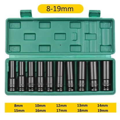 1/2Inch Drive 6-Point Impact Socket Set 10-20 pcs/set 8-32mm Metric Sizes Carbon Steel Impact Socket Set with Hard Storage Box