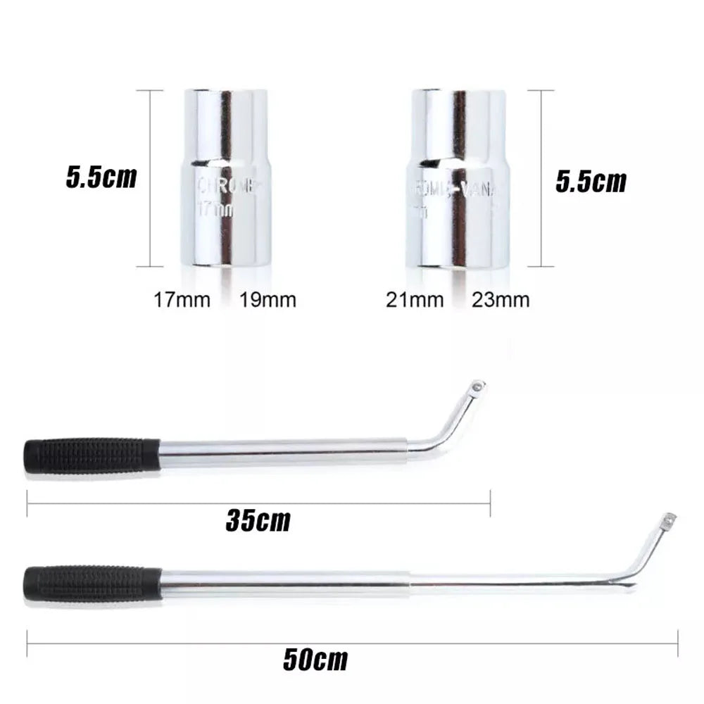 Extendable Wheel Brace Wrench Adjustable Telescopic 17MM 19MM 21MM 23MM Socket Tyre Nut Car Repair Tools For Car Van