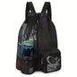 Women Travel Swimming Bag Mesh Drawstring Backpack with Wet Pocket Multipurpose Beach Backpack for Swimming Gym Workout Gear