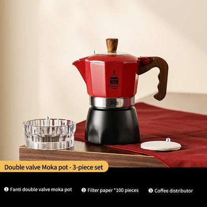 Bincoo Double Valve Coffee Moka Pot Espresso Machine Electric Stove Brewed Coffee Italian Home Outdoor Barista Accessories 220V