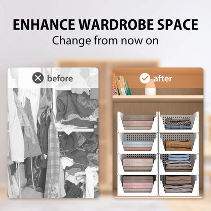 Wardrobe Storage Organiser, 4 Pack Stackable Storage Boxes Clothes Storage,Cupboard Storage Organiser, Under Sink Storage
