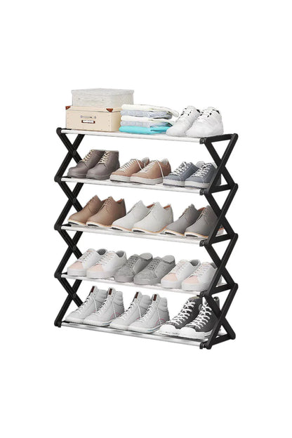 【Breeins】Foldable Multi-Tier Metal Shoe Rack for Entryway Shoes Storage Organizer Shelf Home Decoration Cabinet