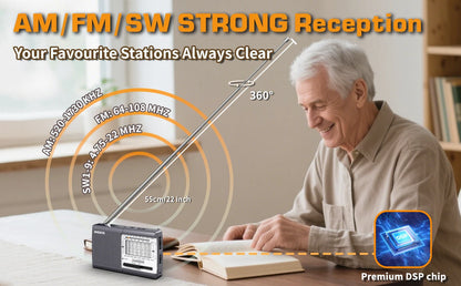 XHDATA D-219 Portable Pocket Radio TECSUN R-9012 FM AM SW Receiver Great Sound Headphone Jack for Elderly Home Outdoor Travel