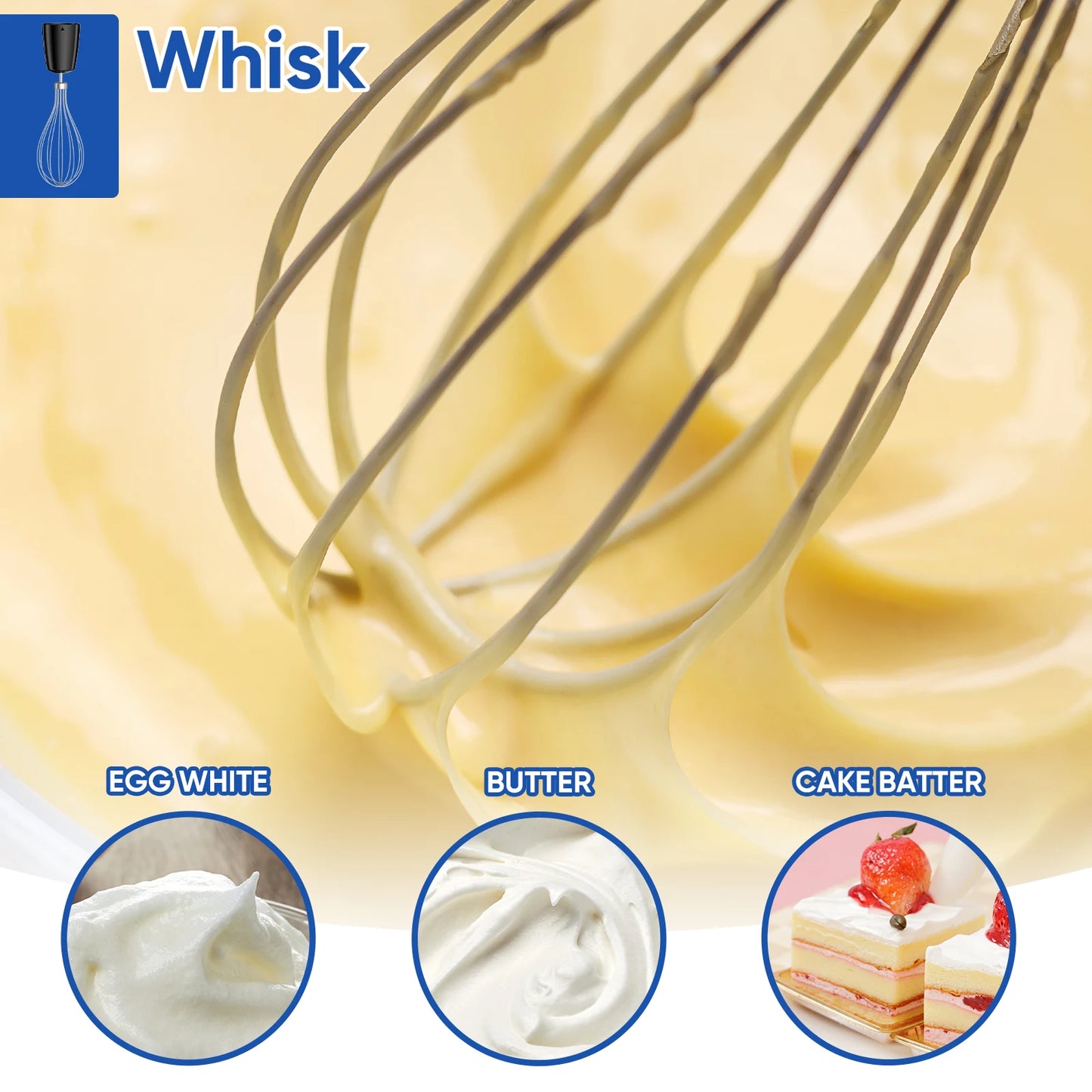 BioloMix 3-in-1 Immersion Hand Blender Stainless Steel with Sharper Blades Whisk & Milk Frother For Smoothie, Baby Food Puree