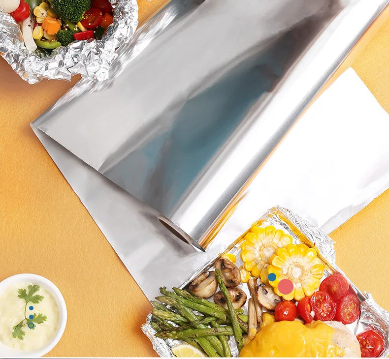 Zackoo 10/20/40M Aluminium Foil for Baking Wrap Disposable Airfryer Oven BBQ Tin Foil Food Grade Oil Paper Kitchen Catering Tin