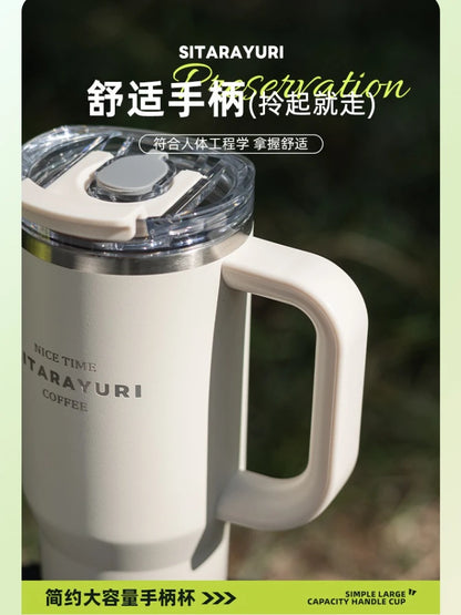 SITARAYURI 900ml Thermos Water Bottle Stainless Steel Coffee Cup Cold and Hot Double-layer Insulated Cup Tumbler Car Travel Mug