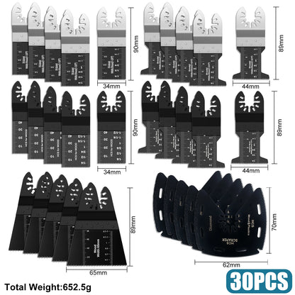 Japanese Tooth Carbide Oscillating Saw Blade Kit 10-39Pcs Arc Edge Oscillating Multitool Blades Precise Cut for Wood PVC Iron