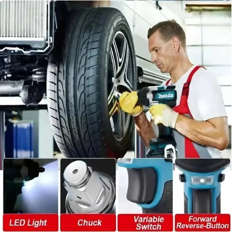 Makita DTW700 Cordless Impact Wrench 18V Brushless Motor 1000Nm Variable Speed Electric Wrench High Effieiency Durable Auto Stop