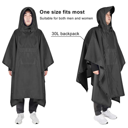 Hooded Lightweight Rain Poncho with Pocket | Waterproof Rain Gear & Sun Shelter for Camping, Hiking & Travel