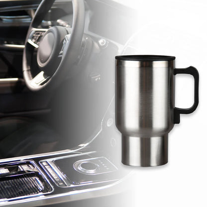 450ml Electric In-car Travel Heating Cup by Cigarette Lighter Plug Stainless Steel Vehicle Heated Coffee Cup 12V Car Heated Mug
