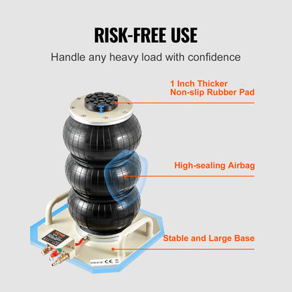 SucceBuy Air Jack 3 Ton Double Bag Air Jack Air Bag Jack Lift Up 3-5 s Fast Lifting Pneumatic Jack for Cars with Short Handle