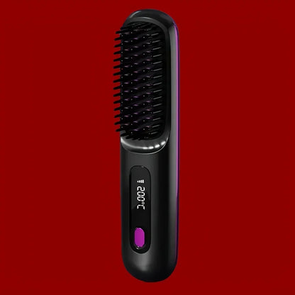 Hair Straightener Brush for Travel with Negative Ion Type-C Charging 2000mAh Battery Frizz-Free Shine Smooth hair