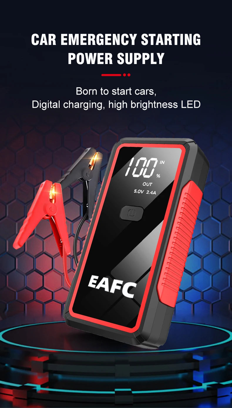 2000A/1200A High Power Car Battery Jump Starter Portable Car Battery Booster Charger Booster Power Bank Starting Device USB Port