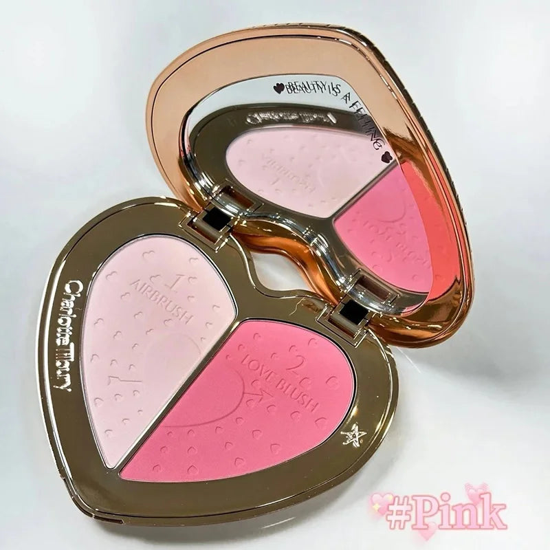 Charlotte Tilbury Shimmer Makeup Air Cushion Lightweight Moisture Oil Control Two Color Heart Shape Powder Blusher Unique Design