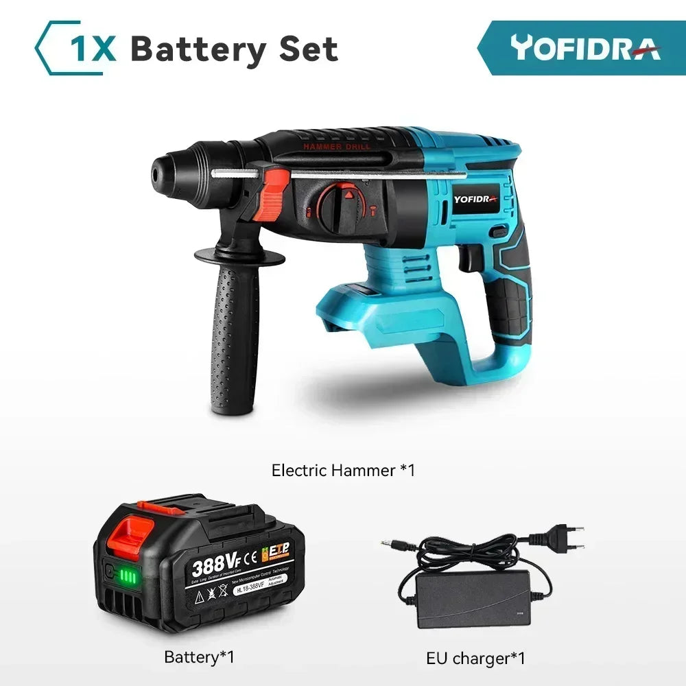 1680W Brushless Electric Hammer Drill 26MM Multifunctional Cordless Rechargeable Screwdriver Tool For Makita 18V Battery Pin