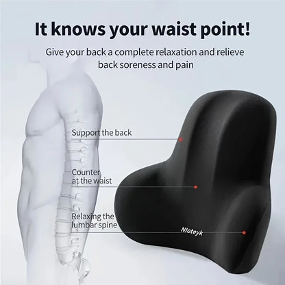 1pc Memory Foam Lumbar Back Cushion for Car Office Gaming Chairs and Postpartum Waist Support Multi Functional Pain Relief Pillo