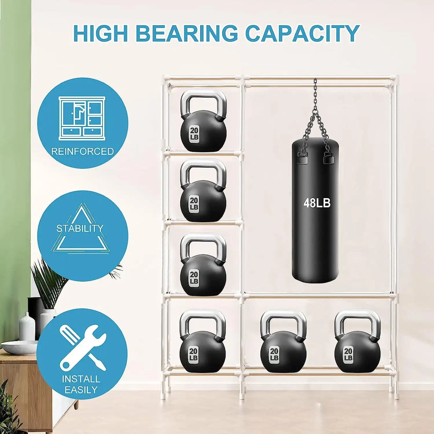 Large Canvas Wardrobe With Hanging Rail Shelving Fabric Clothes Storage Cupboard