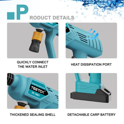 2 Battery Portable Cordless Car High Pressure Washer Jet Water Wash Cleaner Gun compatible Makita with 18V