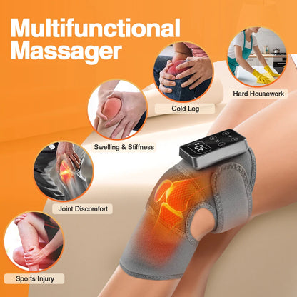 Electric Knee Massager 3 Vibrations 5 Level Hot Compress Shoulder Elbow Massage Support Brace Joint Knee Heating Pad Health Care
