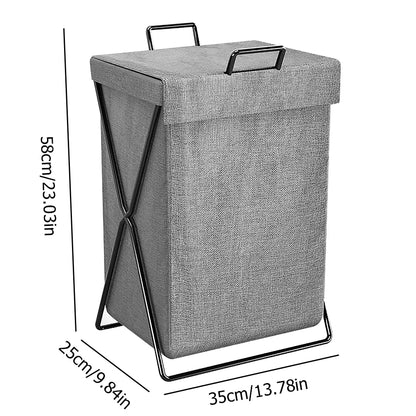 Foldable Storage Basket, Large Capacity Dirty Clothes Basket with hanging bag, Durable Canvas Organizer for Laundry