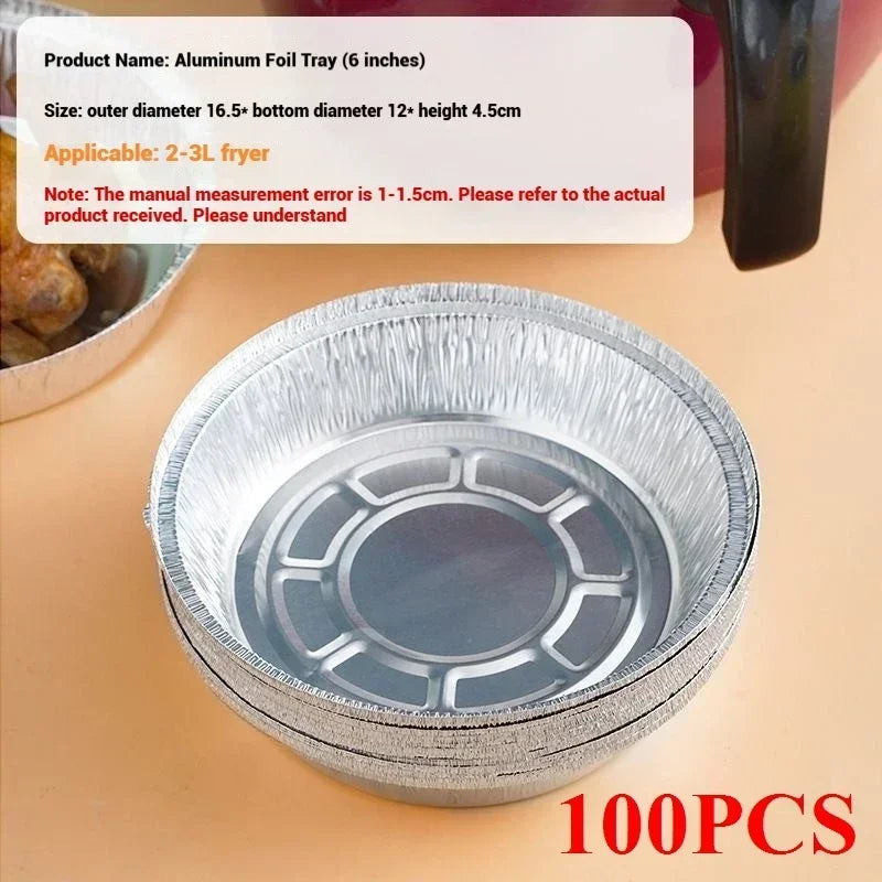 50/100PCS Air Fryer Liners Aluminum Foil Bowls Disposable Food Grade Air Fryer Paper for for Baking Frying Grilling Roasting