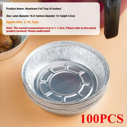 50/100PCS Air Fryer Liners Aluminum Foil Bowls Disposable Food Grade Air Fryer Paper for for Baking Frying Grilling Roasting