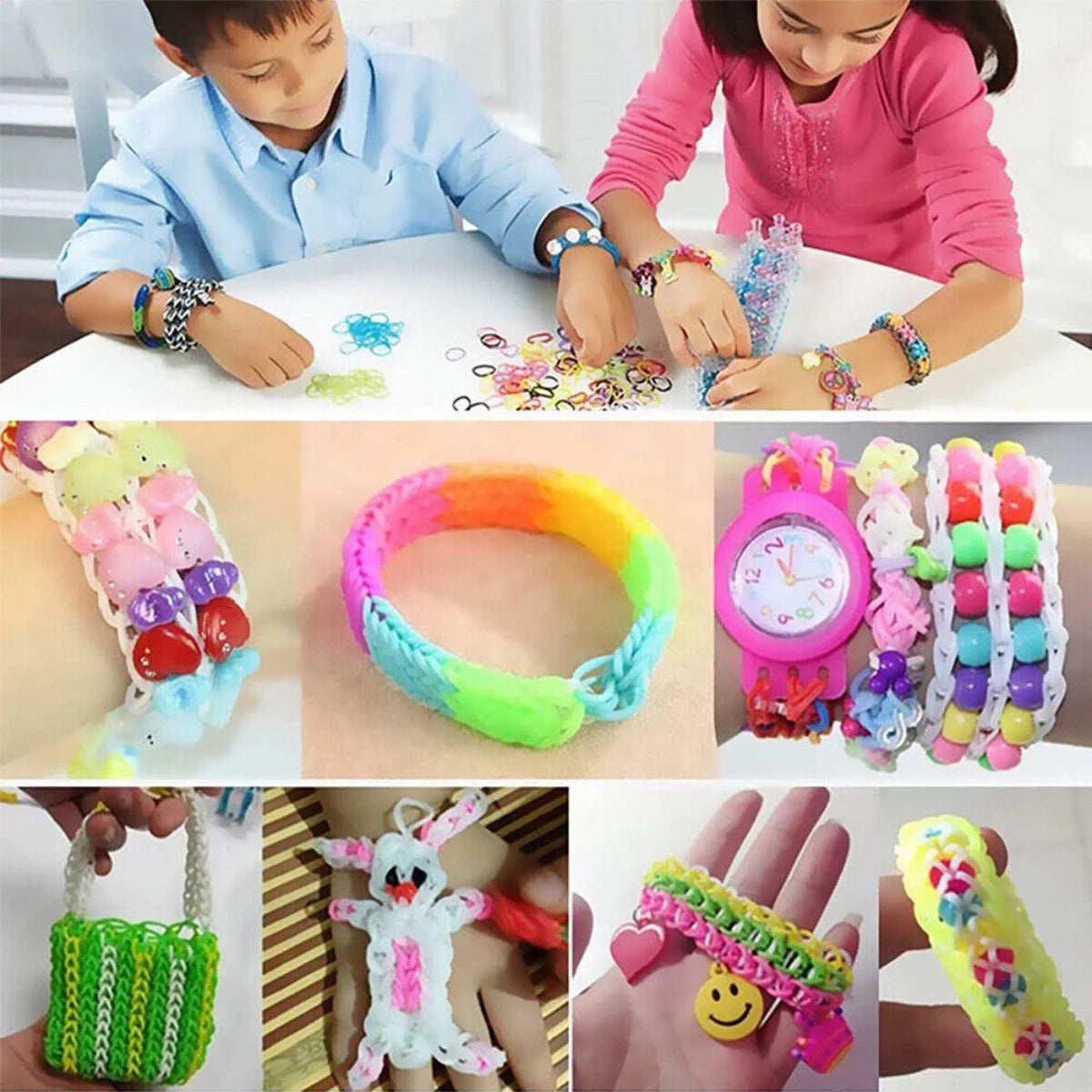 10000Pcs Assorted Colour Rubber Kit Box Loom Bands DIY Bracelet Making Set