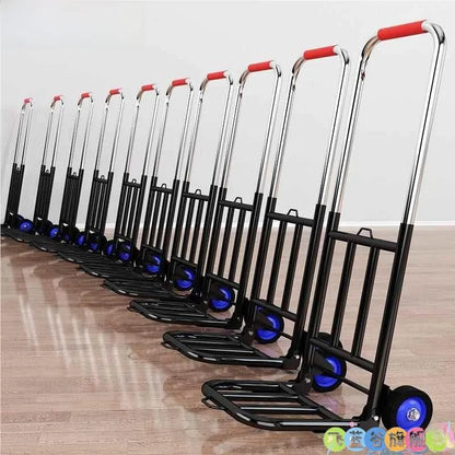 Foldable Stainl Steel Hand-Pulled op Cart for Lage Transport Double Trailer Small Goods Trolley Pu Cart Water