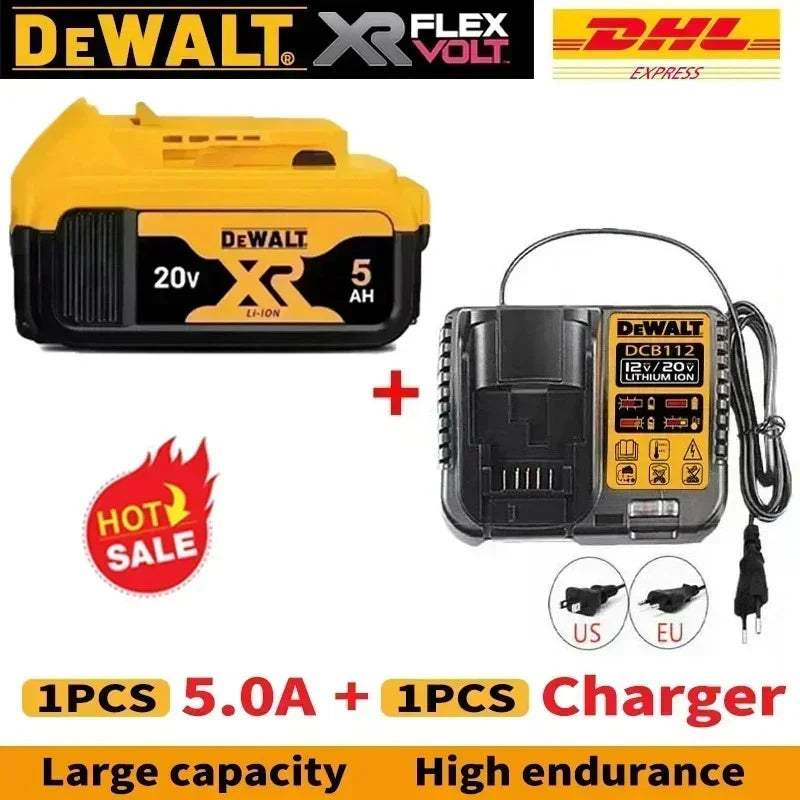 100% Original DeWalt 20V/60V 2.0Ah-9.0Ah MAX Battery Power Tool Replacement For DCB184 DCB181 DCB182 DCB200 Battery.