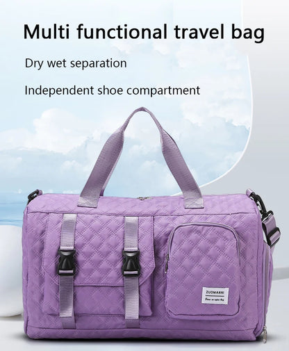 Durable Nylon Travel Duffle Bag, Portable Sports Gym Bag for Overnight Trips Shoulder Duffel Training Bag, Spacious Argyle