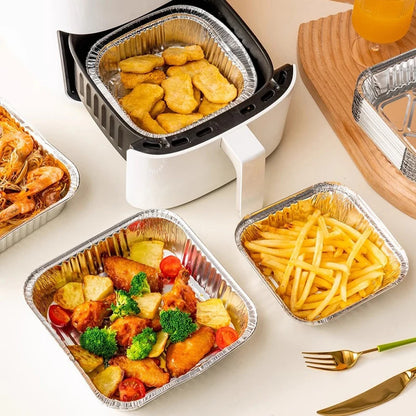 50/100PCS Air Fryer Liners Aluminum Foil Bowls Disposable Food Grade Air Fryer Paper for for Baking Frying Grilling Roasting