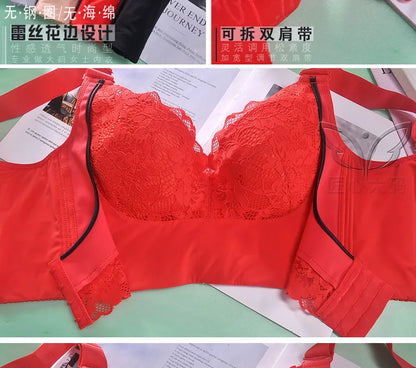 Plus Size Push Up Bra Wireless Front Closure - Seamless Comfort Bralette for Women, No Underwire Lift Support T-Shirt Bra