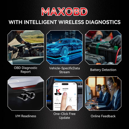 2026 MAXOBD KONNWEI Car OBDII Full System Fault Diagnostic Tool Deep Scan Bluetooth Connection Monitoring System OBD2 Scan Tool