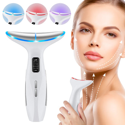 UK Stock LED Neck Beauty Device EMS Facial Lifting Firming Massage Beauty Skin Care Vibration Facial Massage Double Chin Remover