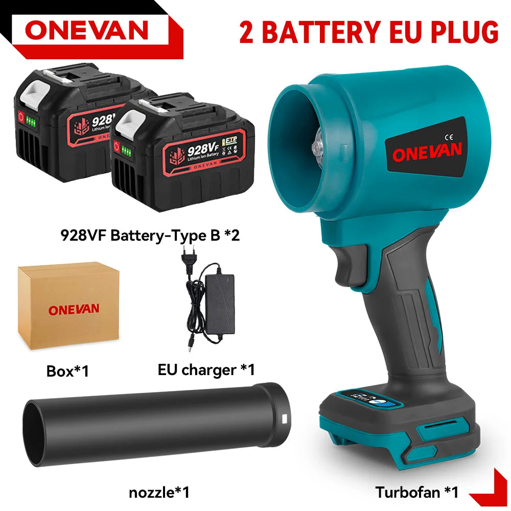 ONEVAN 4000W Brushless Electric Turbo Blower Jet Fan 400M/S 300000RPM Leaf Blower Dust Blowing Tool For Makita 18V Battery Pin