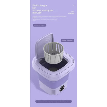 8L Foldable Mini Washer Spin Dryer Portable Cleaning Machine for Socks Underwear Panties Home Use Small Laundry