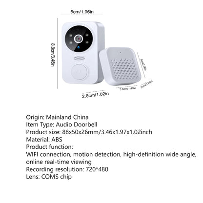 WiFi Smart Audio Doorbell Camera 2-Way Audio Wireless Visual Intercom Doorbell with Remote Monitor Indoor Outdoor Surveillance