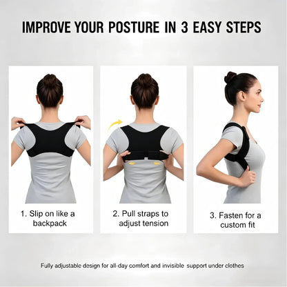 Adjustable Invisible Posture Corrector for Men Women, Breathable Upper Back Clavicle Support Brace for Hunchback Correction Pain