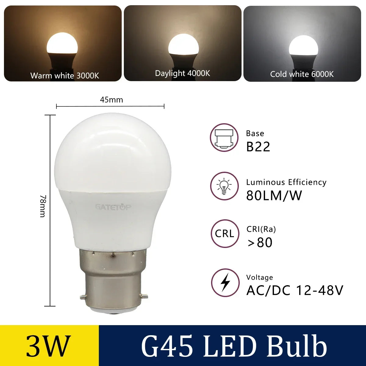 4-20PCS E27 B22 Base LED Bulb Lights AC DC 12V 24V 48V Lampada Luz Lamp 3W 5W 10W Spot Bulb Led Light Bulbs for Home Lighting