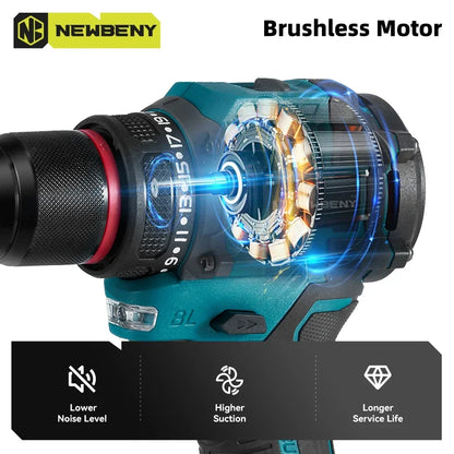 NEWBENY 10mm Brushless Electric Drill Screwdriver 21+2 Torque Cordless DIY Household Drill Tool For Makita 18-21V Battery Pin