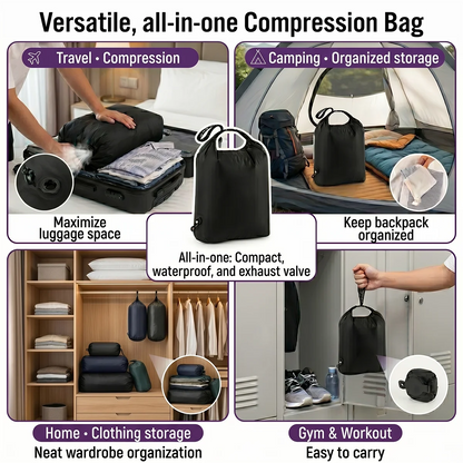 Luggage Vacuum Compression Bag Pump Free Reusable Vacuum Storage Bag 70% Space Save Waterproof Travel Clothes Sealed Packing Bag