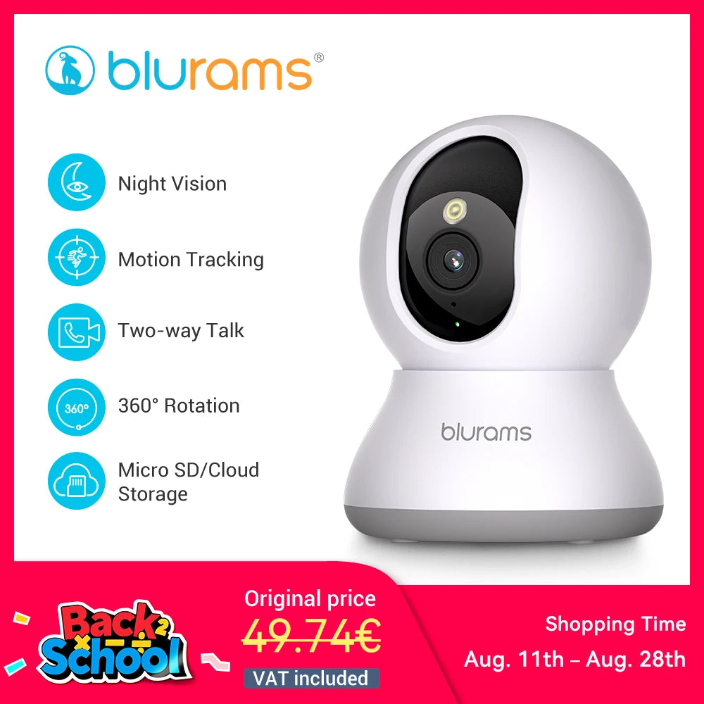 Blurams Baby Monitor Camera 2K HD Home Security Camera with Motion Detection and Two-Way Audio, Easy Setup, Clear Day & Night