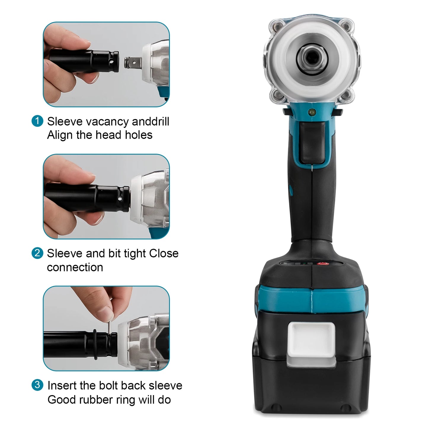 520N.M Brushless Electric Impact Wrench Cordless Electric Wrench 1/2 inch Screwdriver Power Tools for Makita 18V Battery Pins