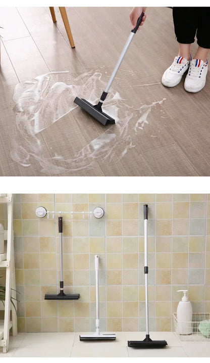 1pc Glass Cleaning Brush 2-in-1 Telescopic Pole Car Window Floor Cleaning Brush Glass Scraper Household Cleaning Tool