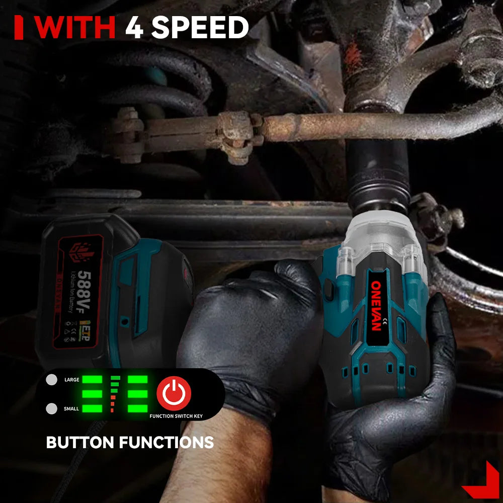 ONEVAN Brushless Electric Impact Wrench 520 N.M 1/2" Cordless Screwdriver Drilling Power Wrench Tool For Makita 18V Battery Pin