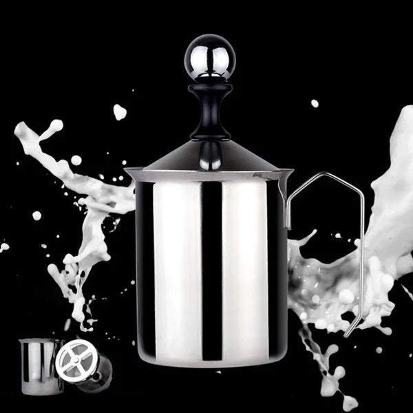 Milk Bubble Machine Stainless Steel Manual Milk Beater Latte Milkshake Coffee Machine Milk Foam Hand-held Milk Jug Gift Set