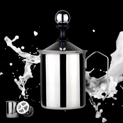 Milk Bubble Machine Stainless Steel Manual Milk Beater Latte Milkshake Coffee Machine Milk Foam Hand-held Milk Jug Gift Set