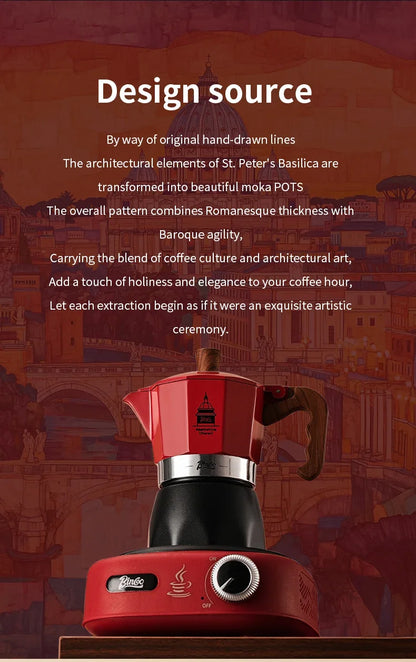 Bincoo Double Valve Coffee Moka Pot Espresso Machine Electric Stove Brewed Coffee Italian Home Outdoor Barista Accessories 220V